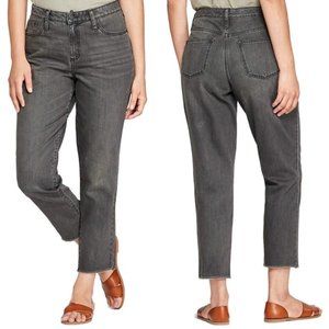 Black High Rise Straight Leg Frayed Hem Cropped Jeans 2/26